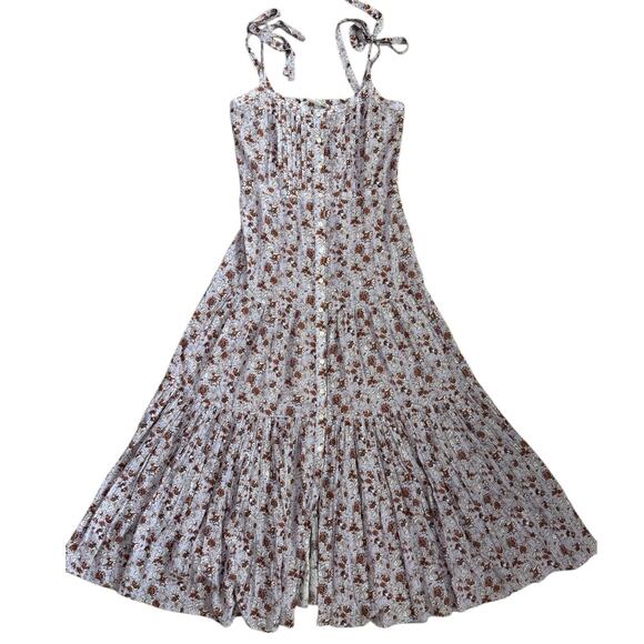 Veronica Beard‎ Windansea Floral-Print Pleated Maxi Dress Lavender Size Large - Picture 7 of 14